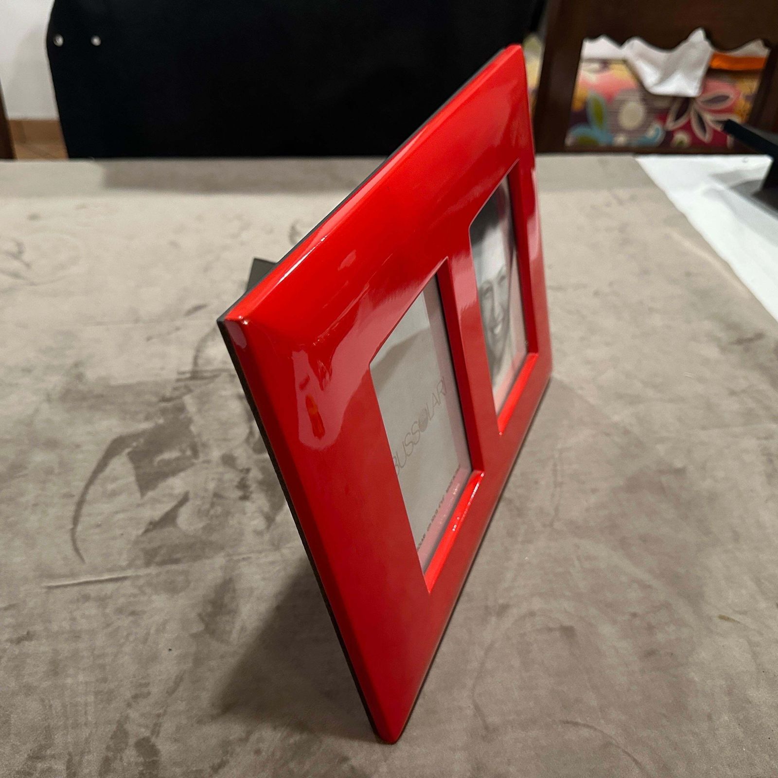 1990s Modern Red Lacquered Wood Italian Design Double Picture Frame By Bussolari photo 443.0