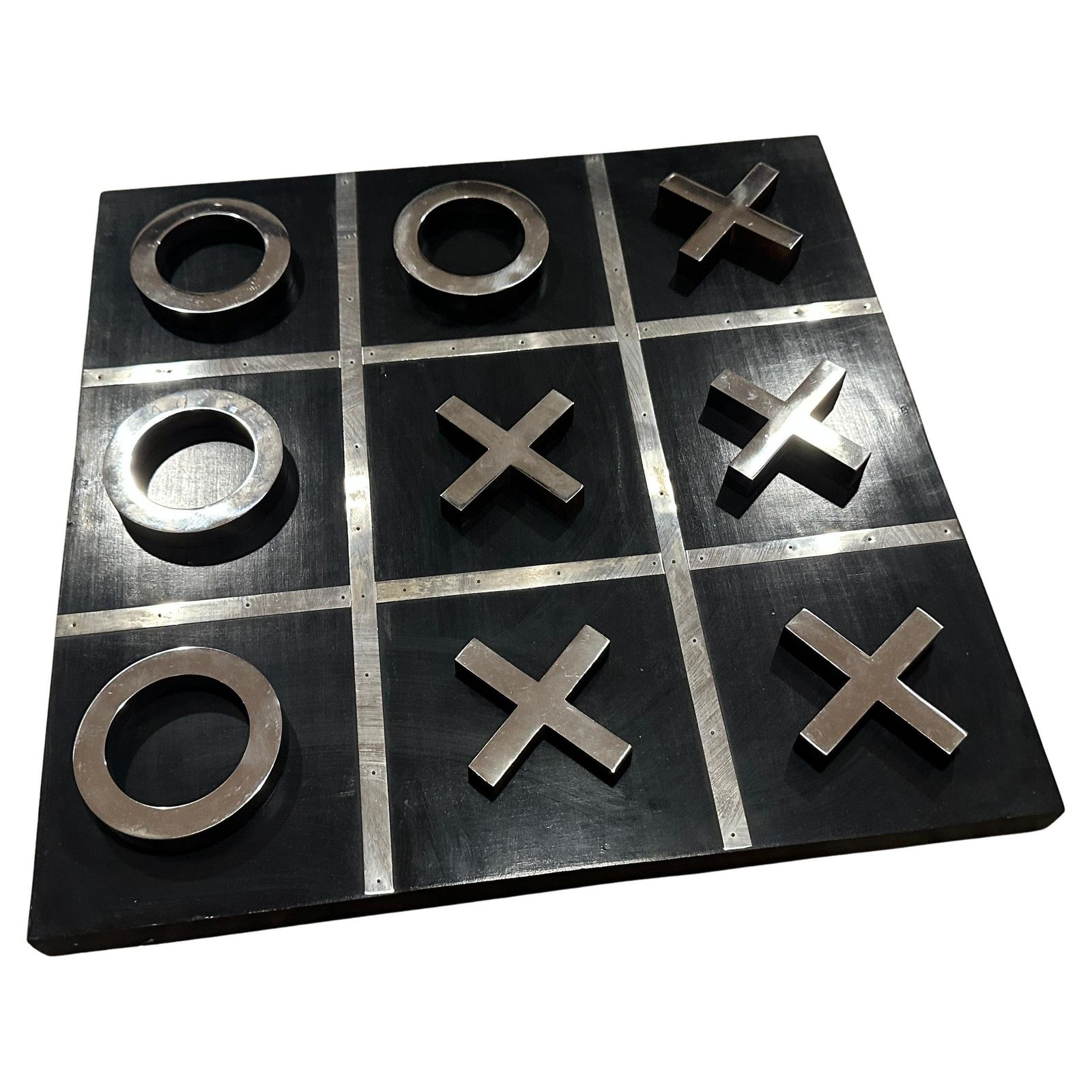 A 1990s Modern Black Painted Wood And Silverplate Italian Huge Table Game