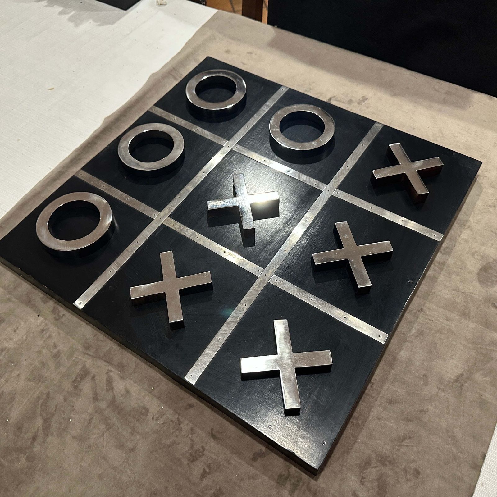 A 1990s Modern Black Painted Wood And Silverplate Italian Huge Table Game photo furniture