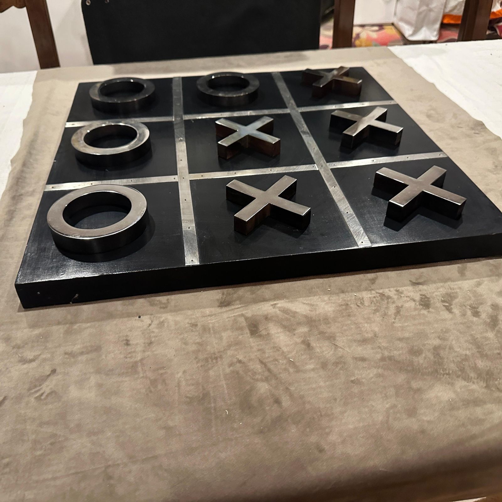 A 1990s Modern Black Painted Wood And Silverplate Italian Huge Table Game photo for sale