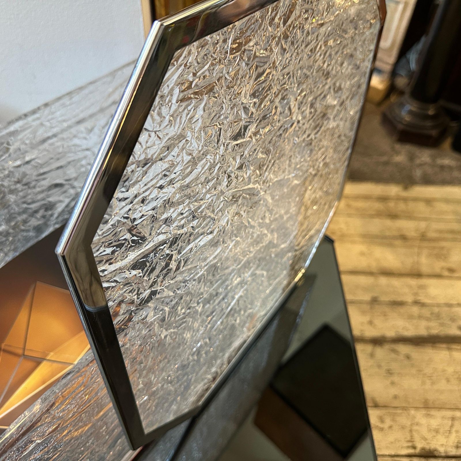 1980s Modernist Ice Lucite And Silver Plated Italian Tray By Ulderico Cavinato photo Home Decor