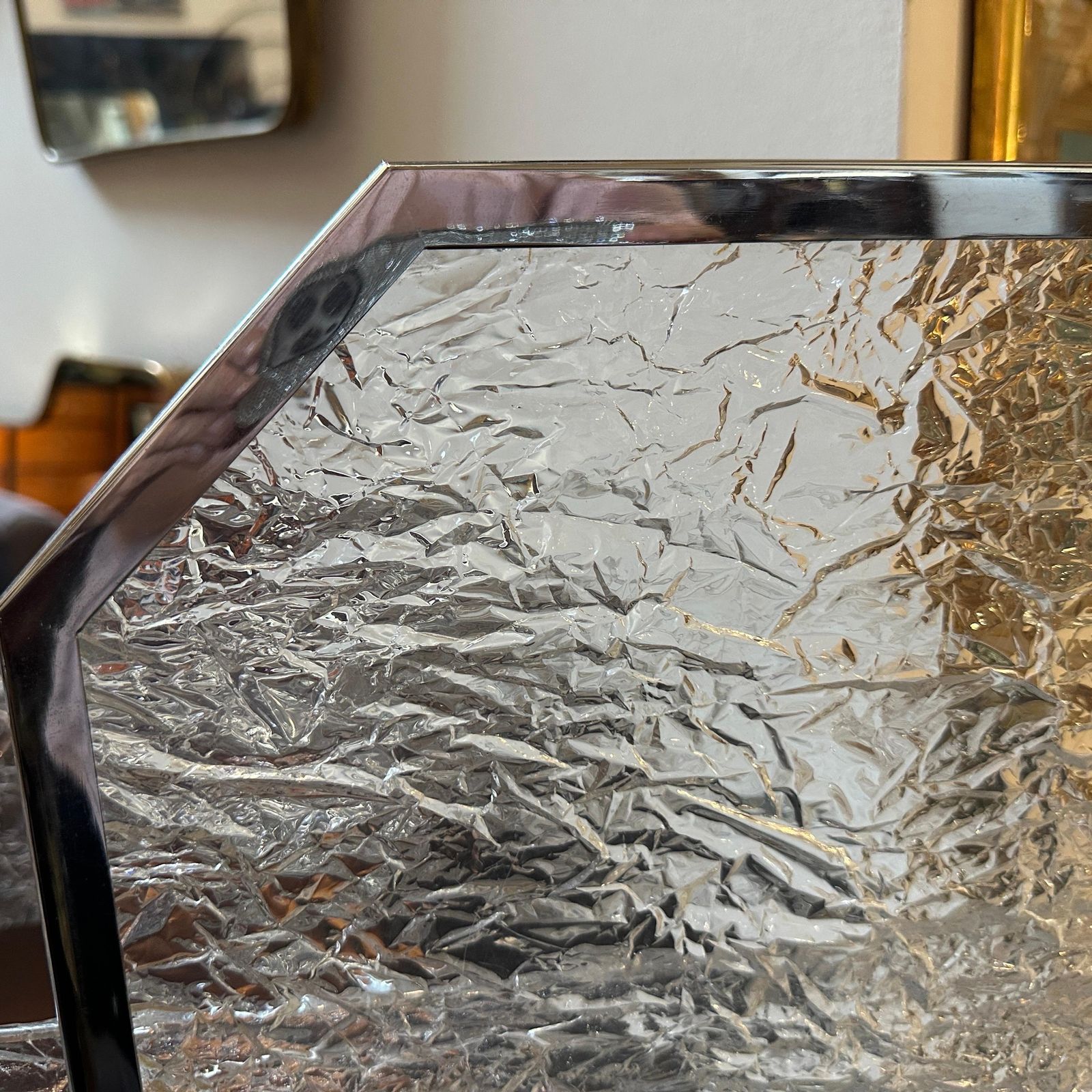 photo furniture 1980s Modernist Ice Lucite And Silver Plated Italian Tray By Ulderico Cavinato
