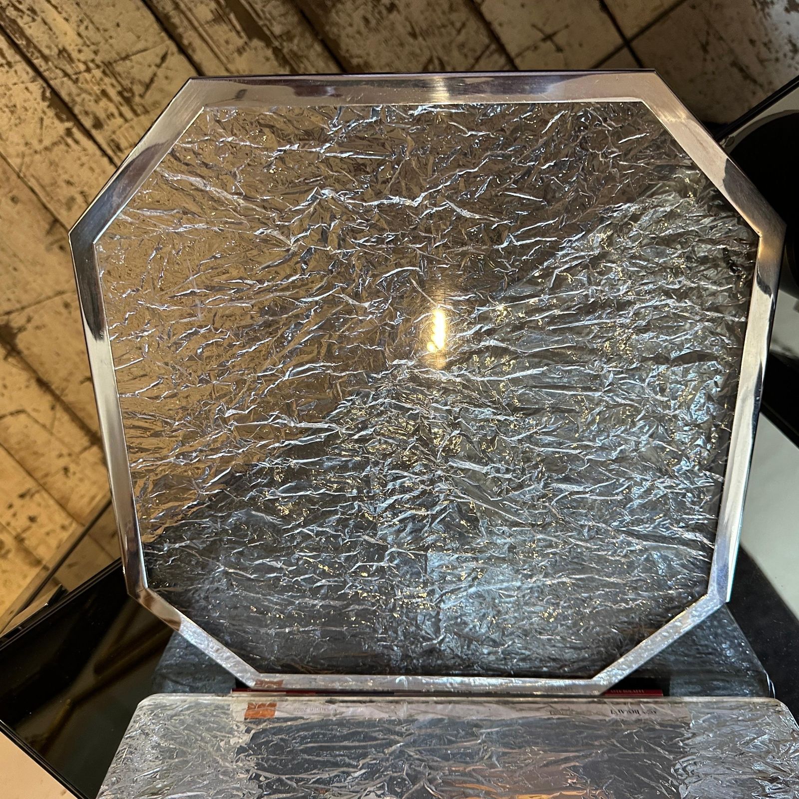 photo for sale 1980s Modernist Ice Lucite And Silver Plated Italian Tray By Ulderico Cavinato
