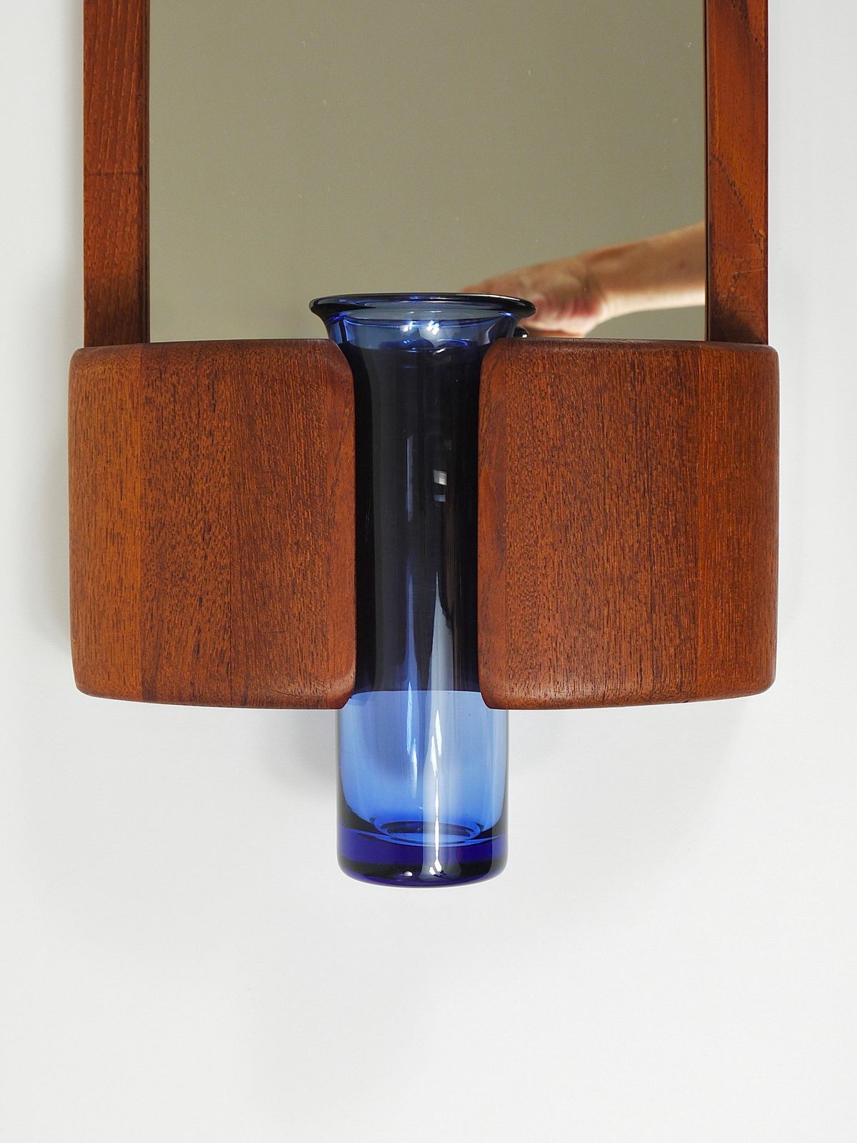 Jacob Hermann & Per Lütken Danish Wall Mirror & Holmegaard Glass Vase, 1960s photo vinterior