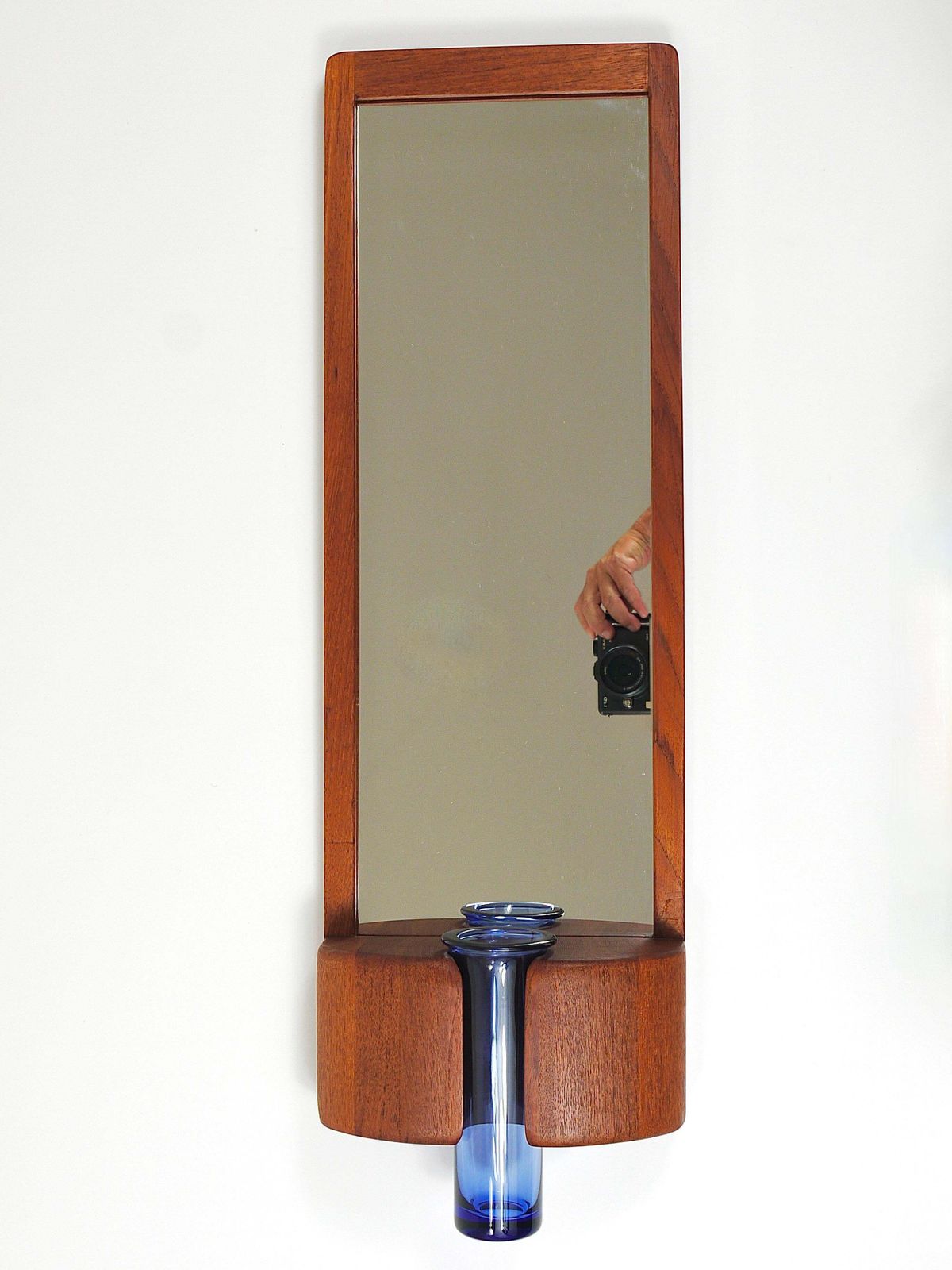 photo for sale Jacob Hermann & Per Lütken Danish Wall Mirror & Holmegaard Glass Vase, 1960s