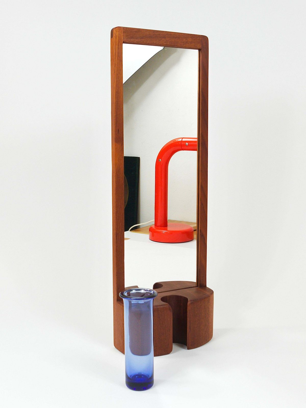 Home Decor Jacob Hermann & Per Lütken Danish Wall Mirror & Holmegaard Glass Vase, 1960s photo