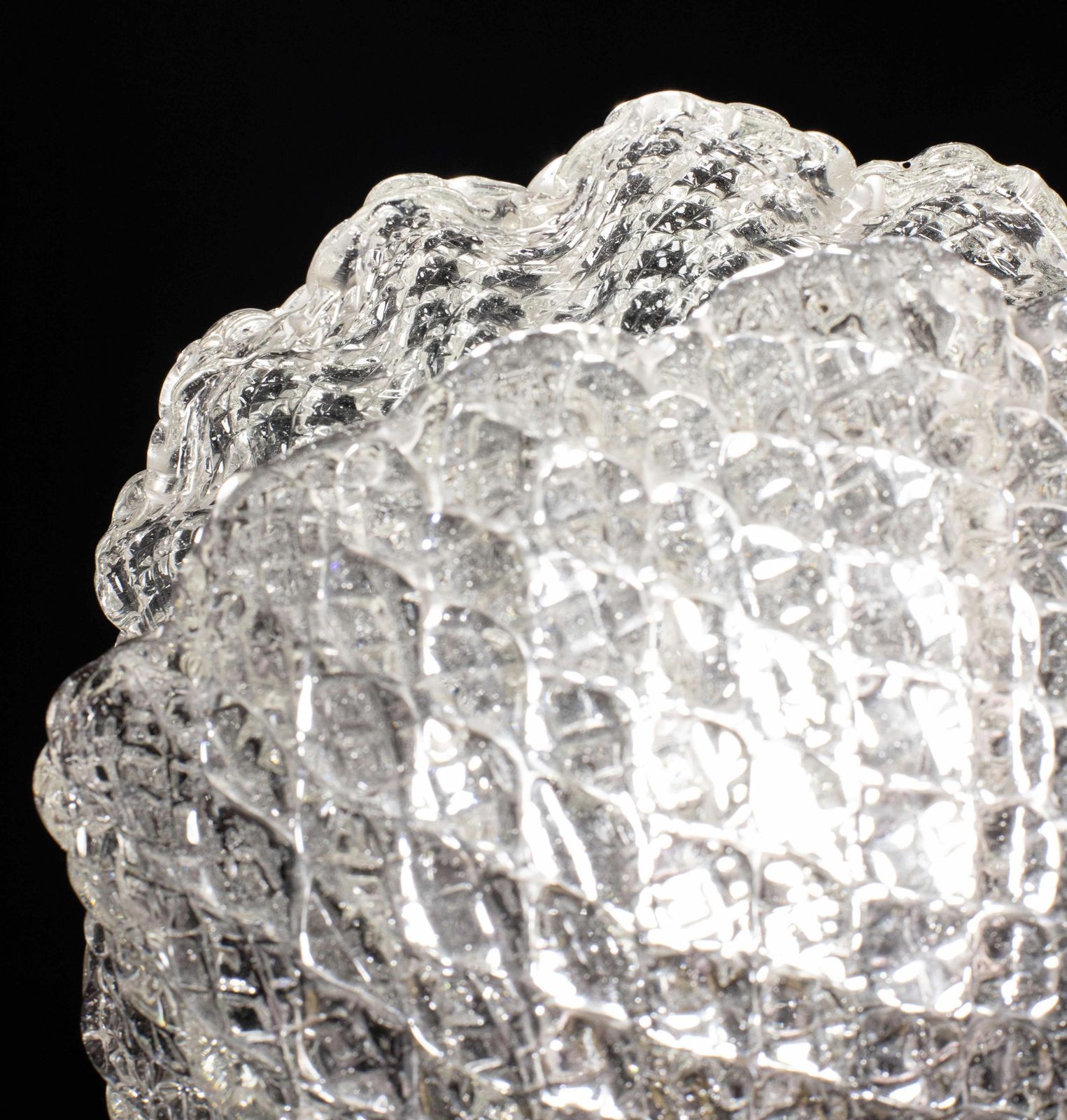 Midcentury Shell Trasparent Murano Glass Chandelier By Barovier E Toso, 1940s photo vinterior