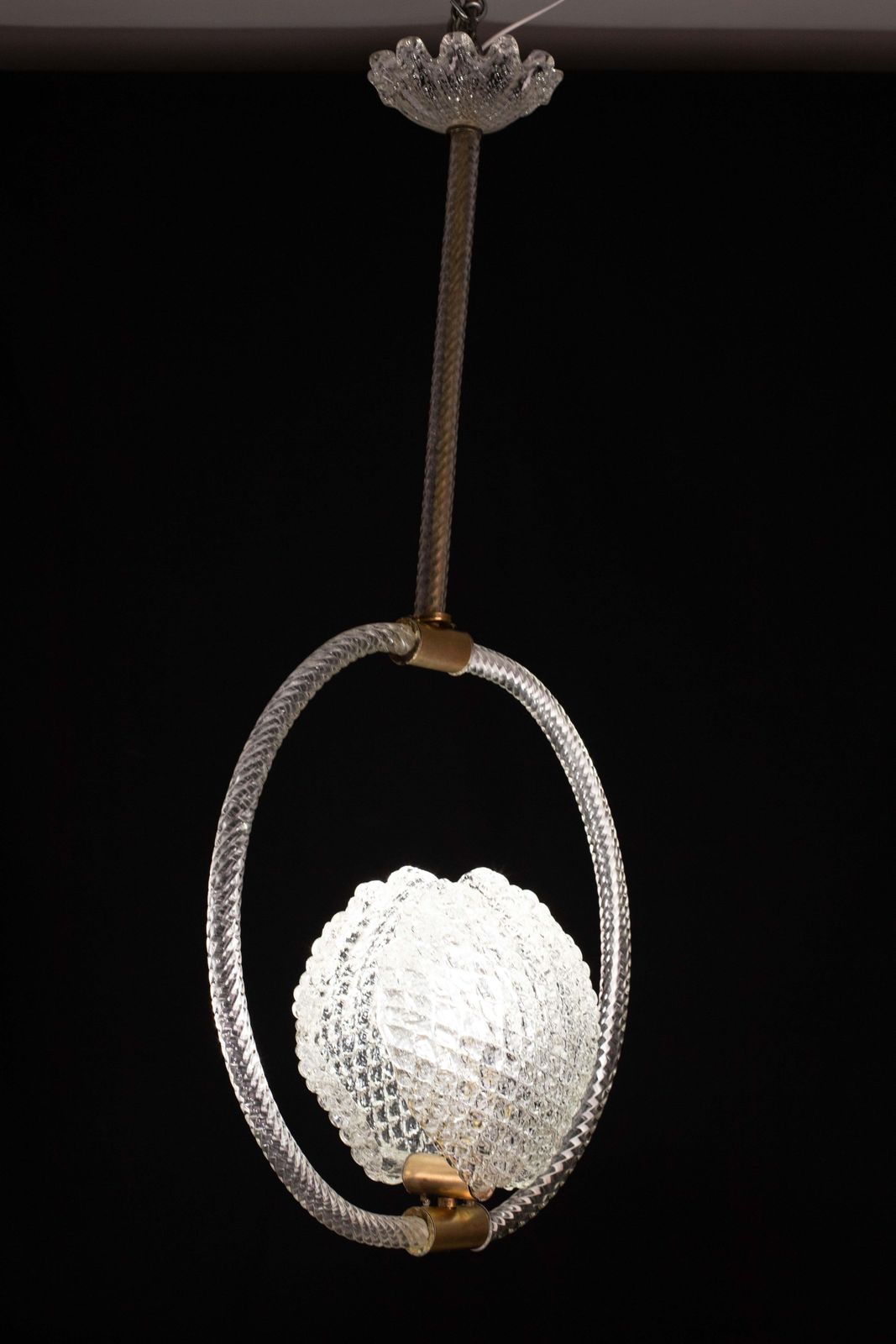 photo for sale Midcentury Shell Trasparent Murano Glass Chandelier By Barovier E Toso, 1940s