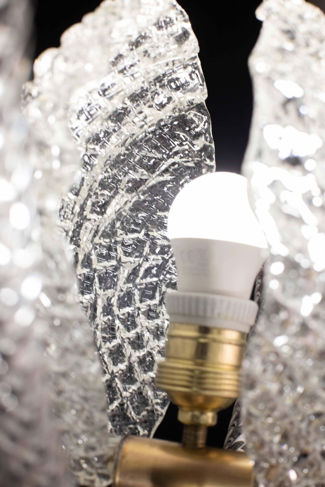 Lighting Midcentury Shell Trasparent Murano Glass Chandelier By Barovier E Toso, 1940s photo