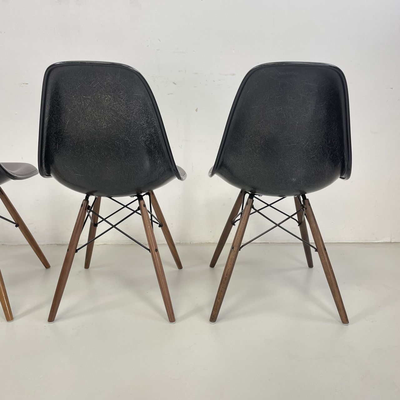 photo furniture Eames Vitra Dsw Upholstered Side Chairs With Original Grey Covers