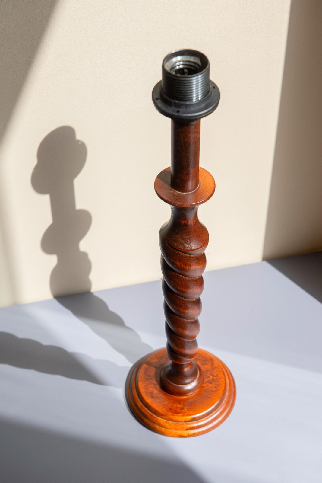 Barley Twist Wooden Table Lamp, Vintage Hand Carved Desk Lamp, Classic Victorian Style Table Lamp, Pleated Shade photo 160.0