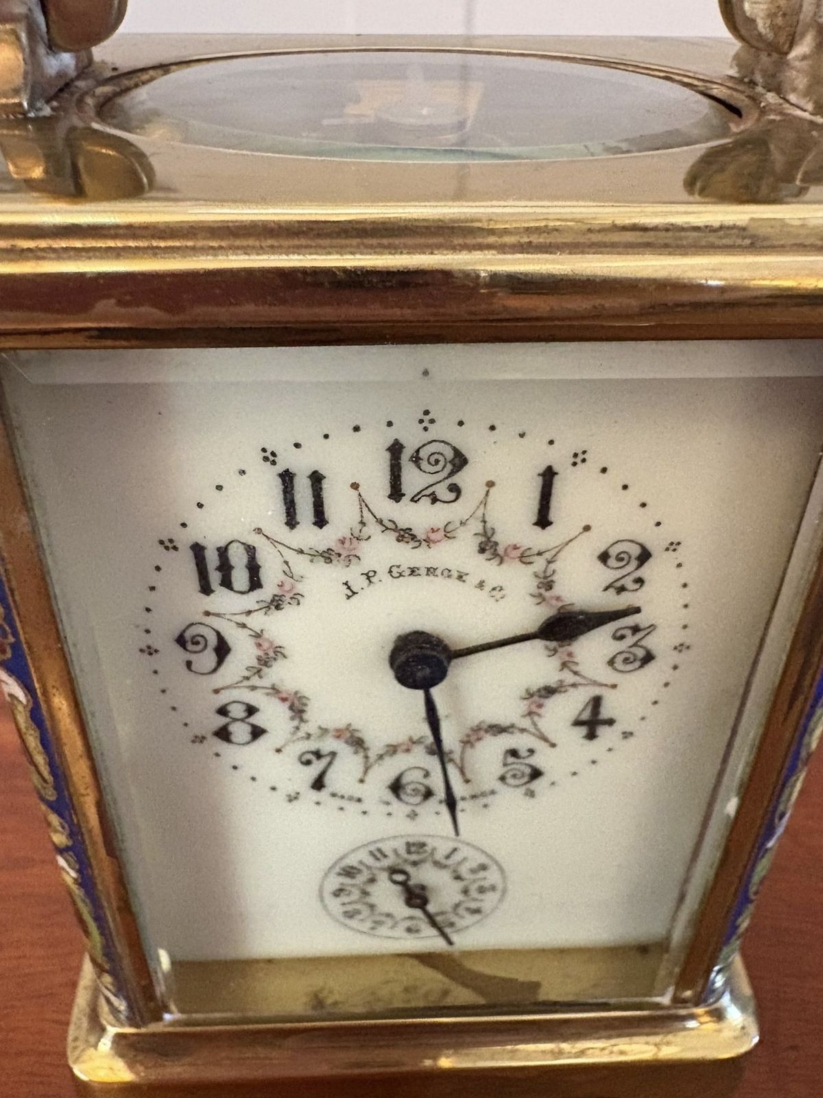 Antique Early 20th Century Quality Brass And Champleve Enamelled Carriage Clock photo Home Decor