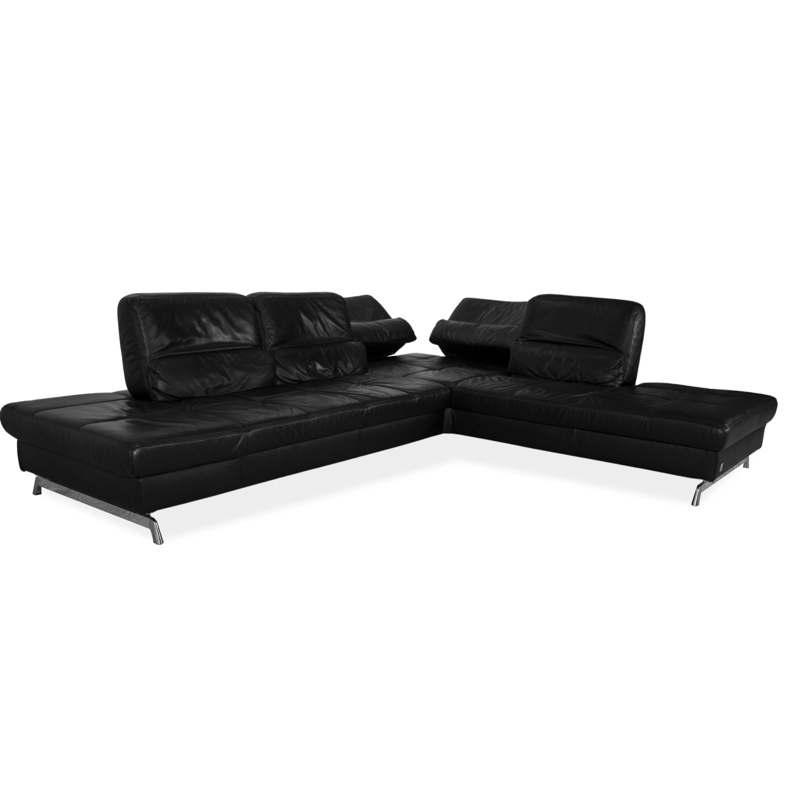 Canapé d'angle Joop Loft en cuir noir, fonction manuelle photo for sale
