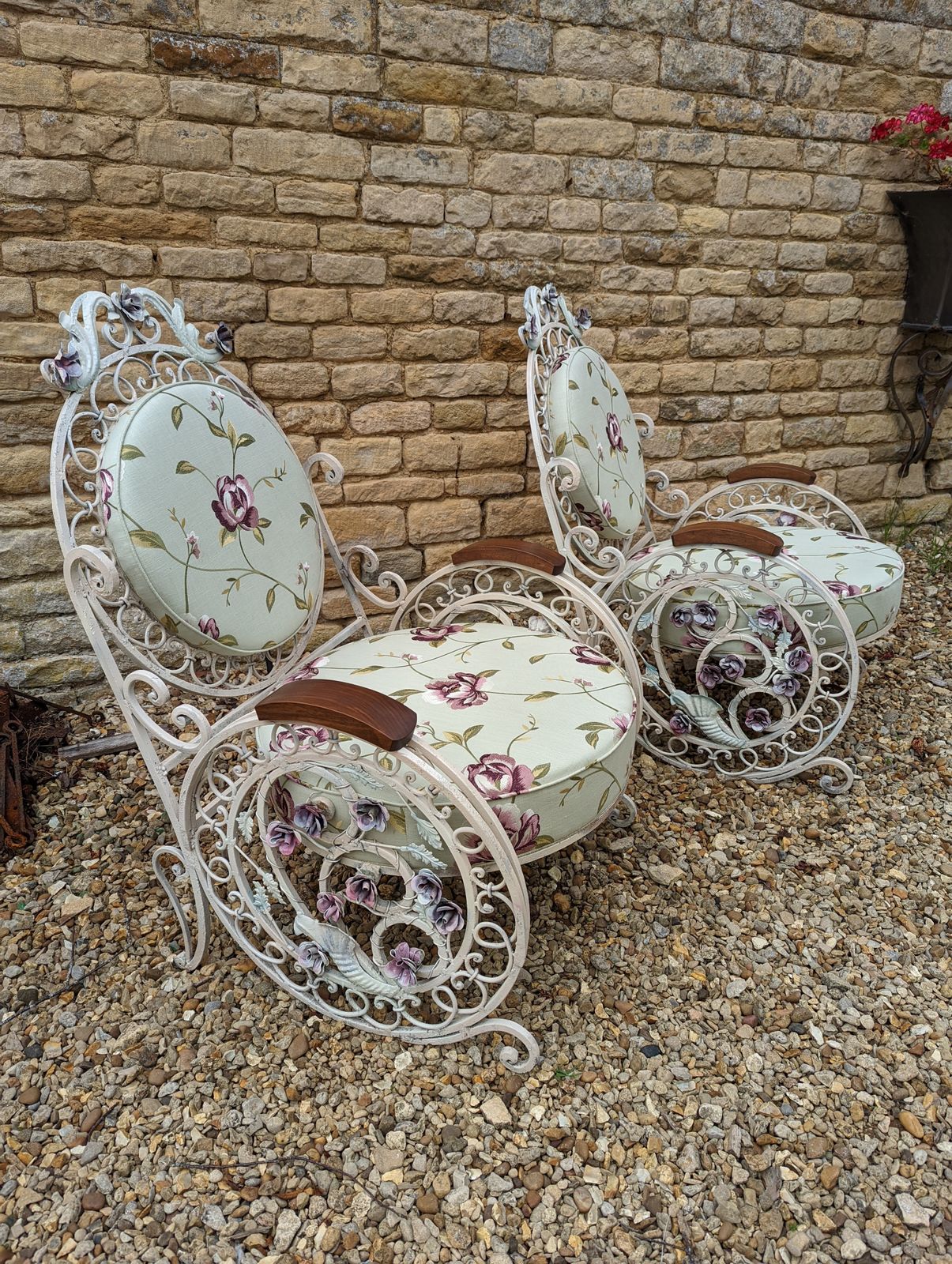 Reduced   Pair Of Late 19th Century Fine Wrought Iron Chairs photo buy