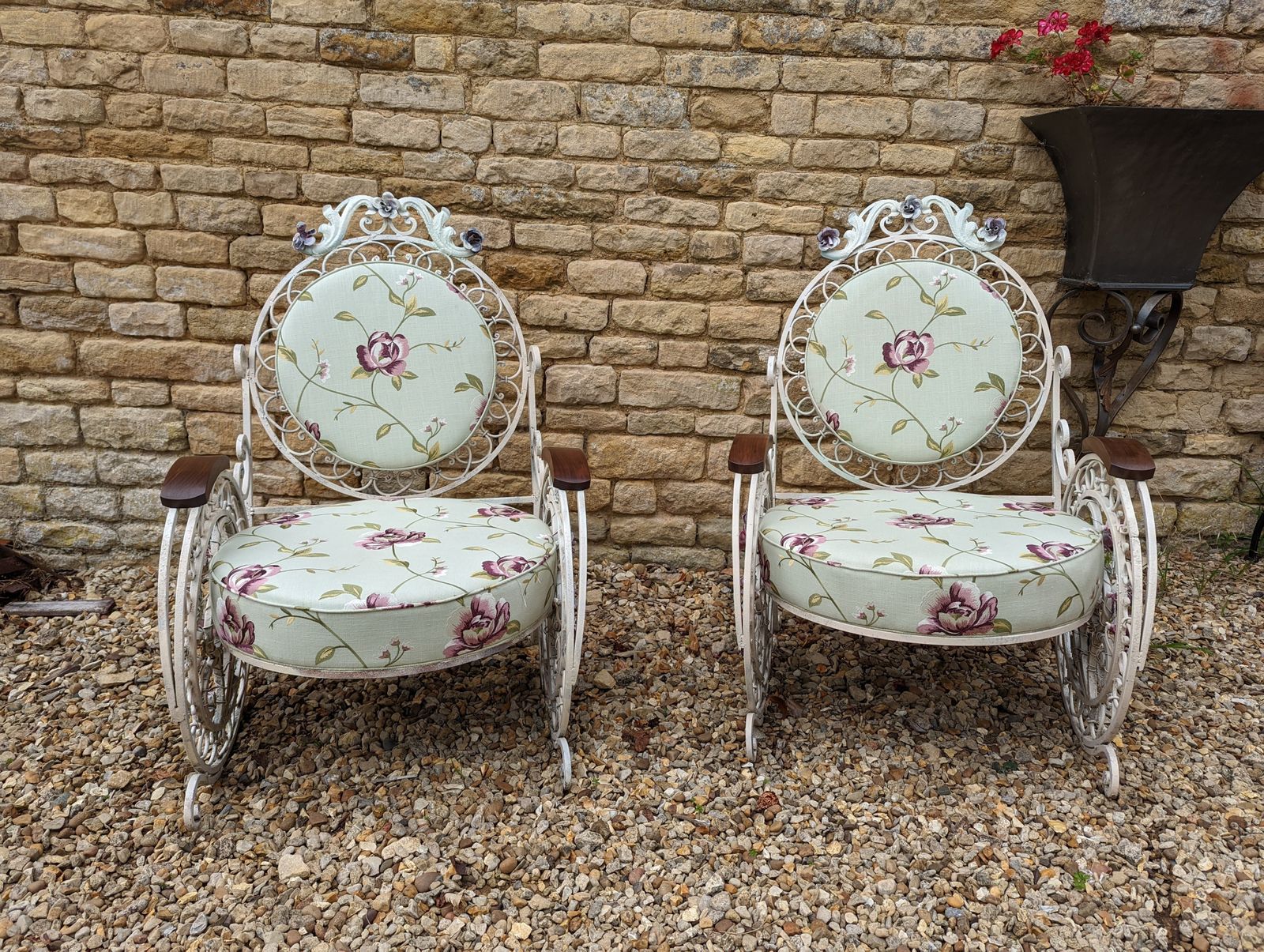 photo for sale Reduced   Pair Of Late 19th Century Fine Wrought Iron Chairs
