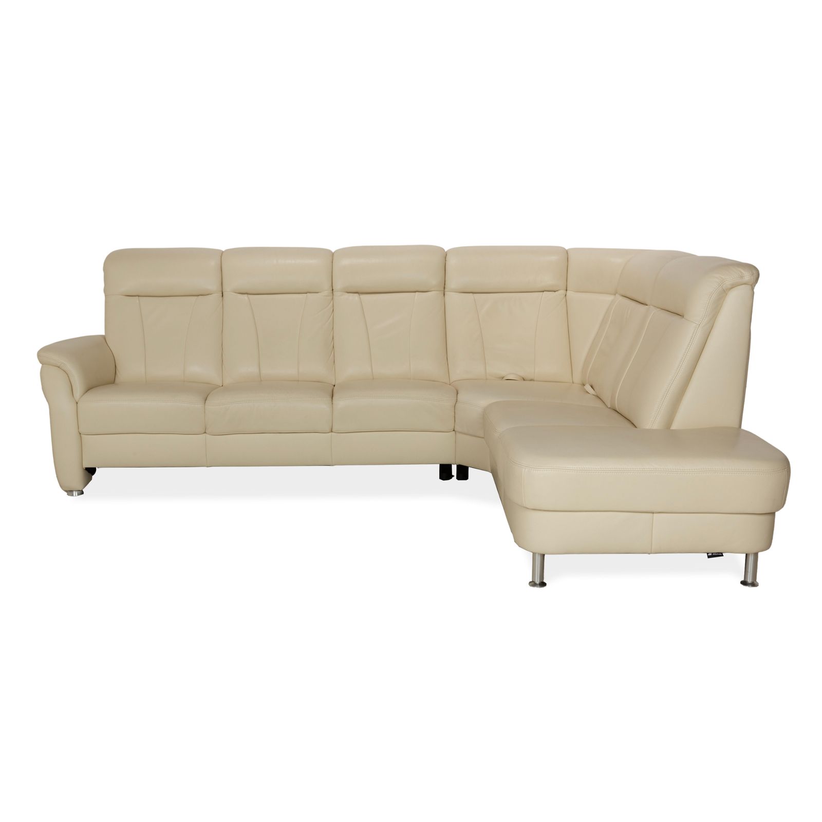 photo furniture Canapé d'angle Polinova en cuir crème, fonction manuelle