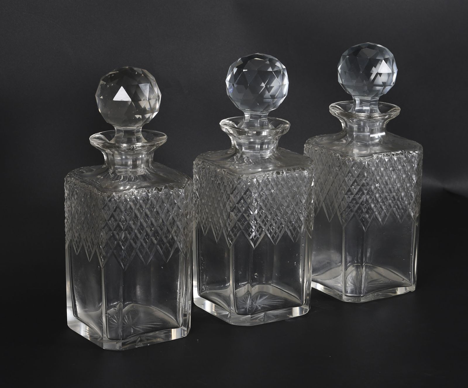 photo vinterior Antique Inlaid Walnut Three Cut  Crystal Decanter Tantalus C1870 19th C