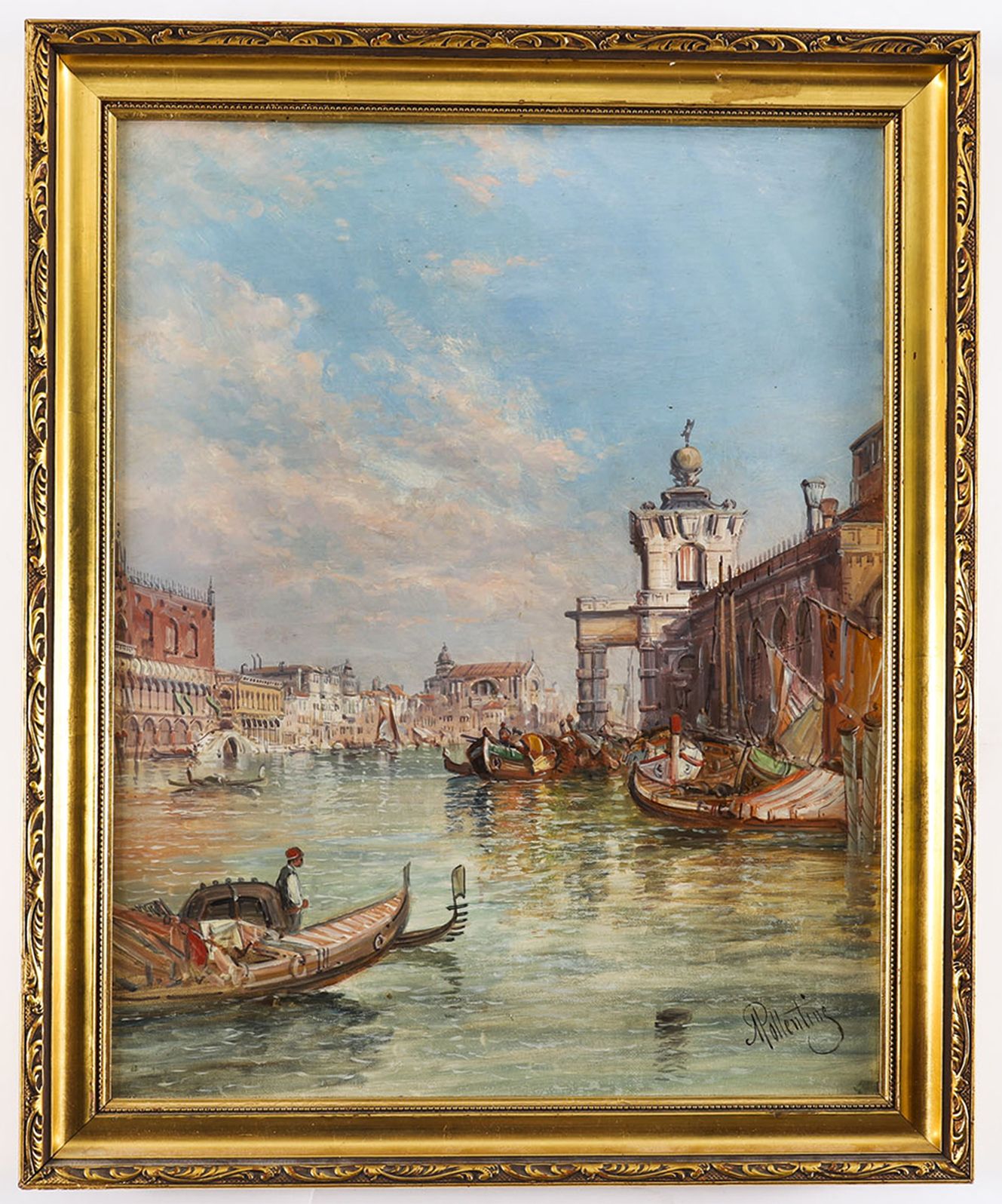 Antique Painting La Dogana Venice Alfred Pollentine 19th Century