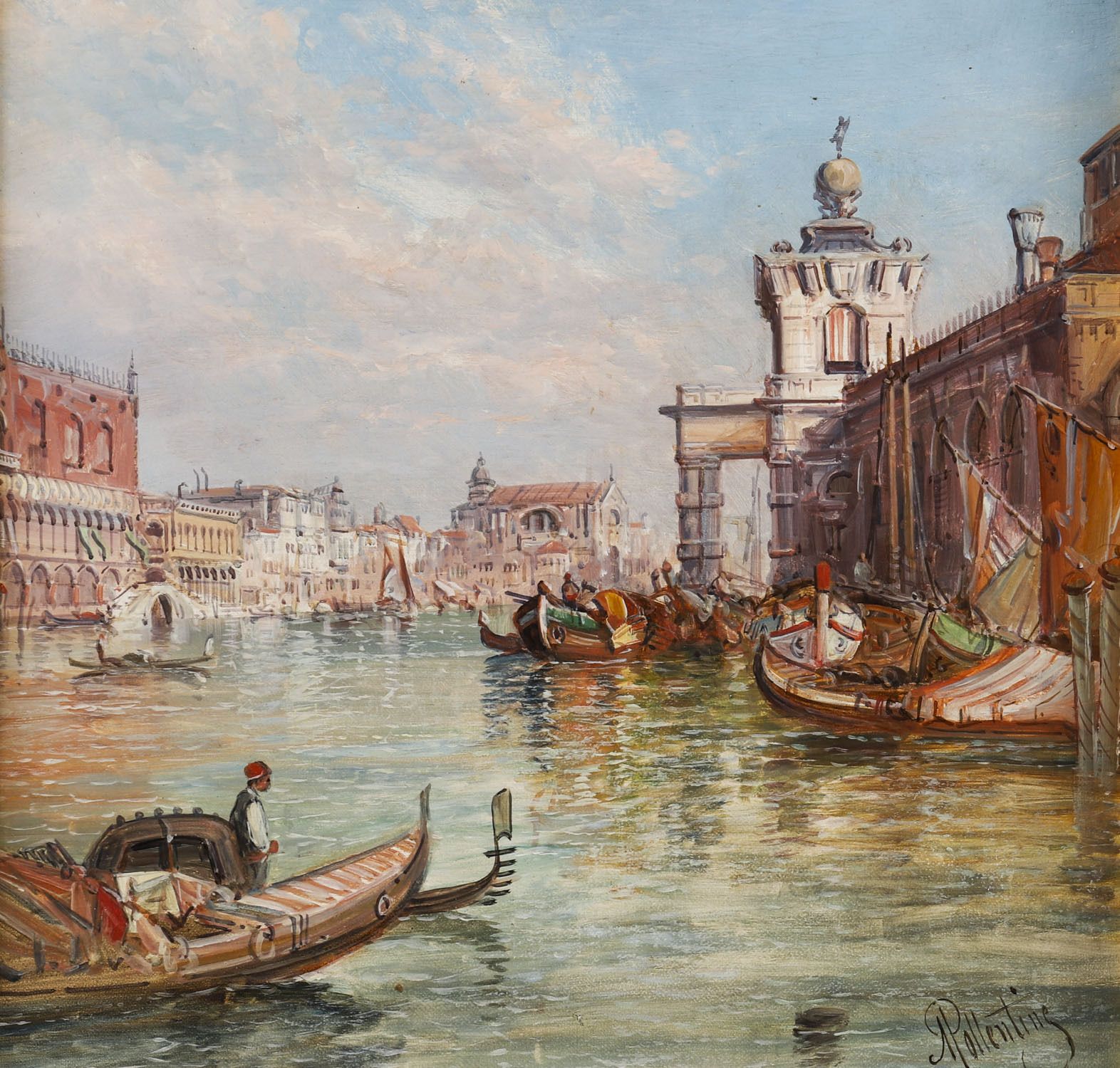 Antique Painting La Dogana Venice Alfred Pollentine 19th Century photo Art