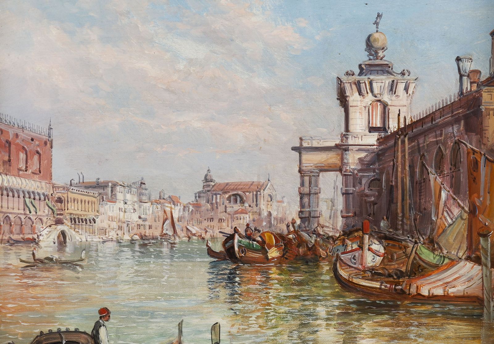 Antique Painting La Dogana Venice Alfred Pollentine 19th Century photo 2650.0