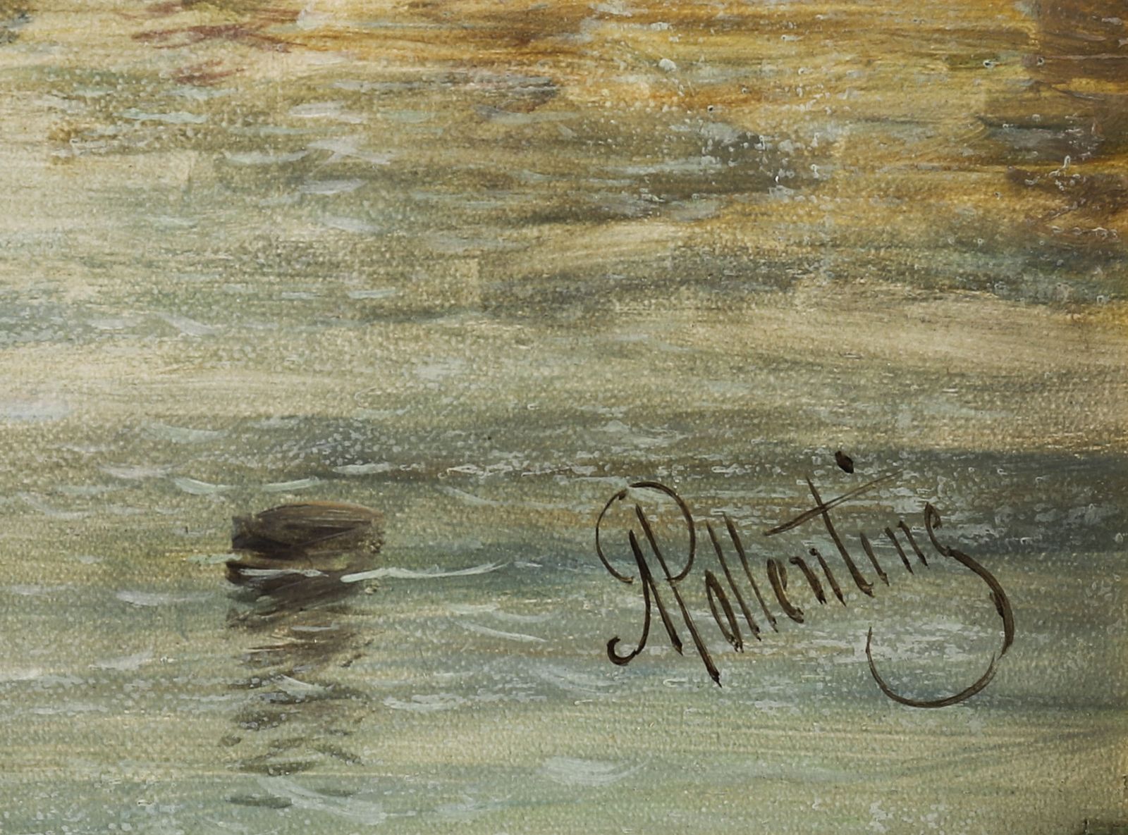 Antique Painting La Dogana Venice Alfred Pollentine 19th Century photo vinterior