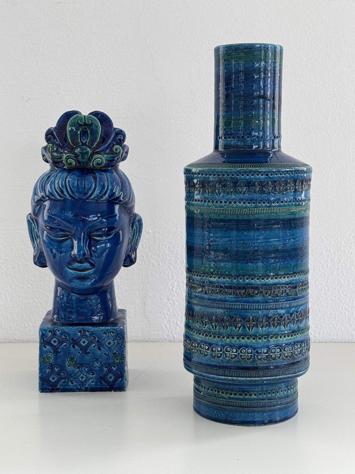 Aldo Londi Xl Vase In Rimini Blue Decor For Bitossi, 1960s photo for sale