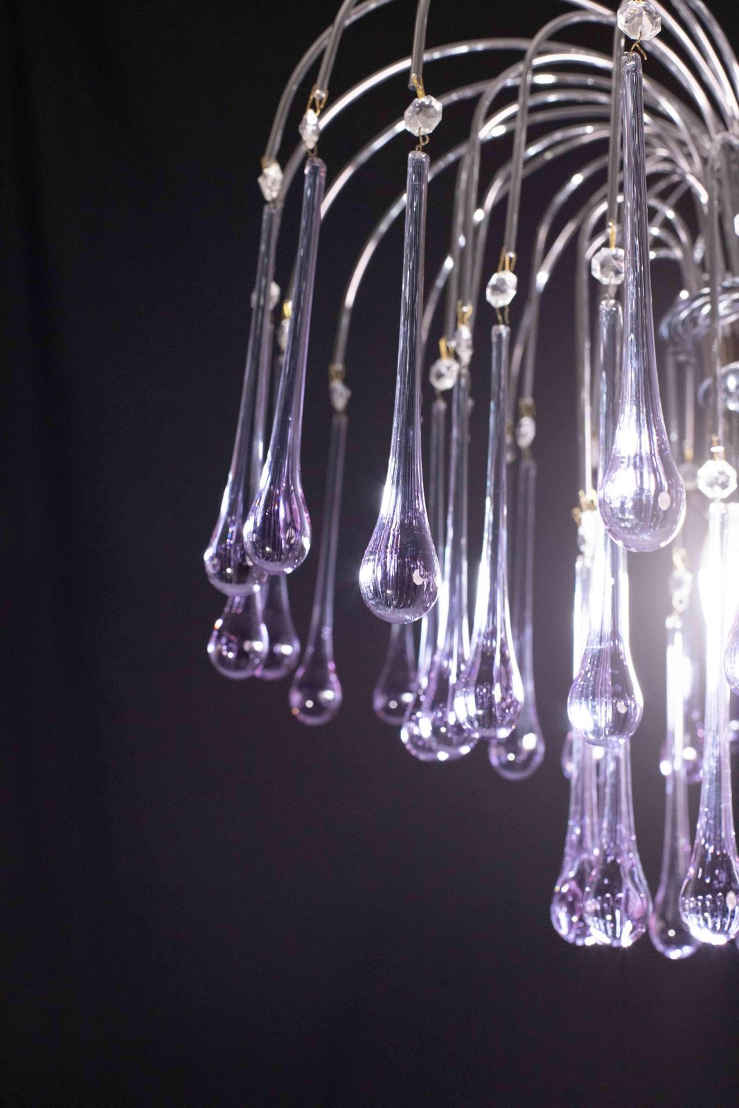 The Purple Crown, Large Size Murano Chandelier Purple And Crystal Drops, 1970s photo 2109.0