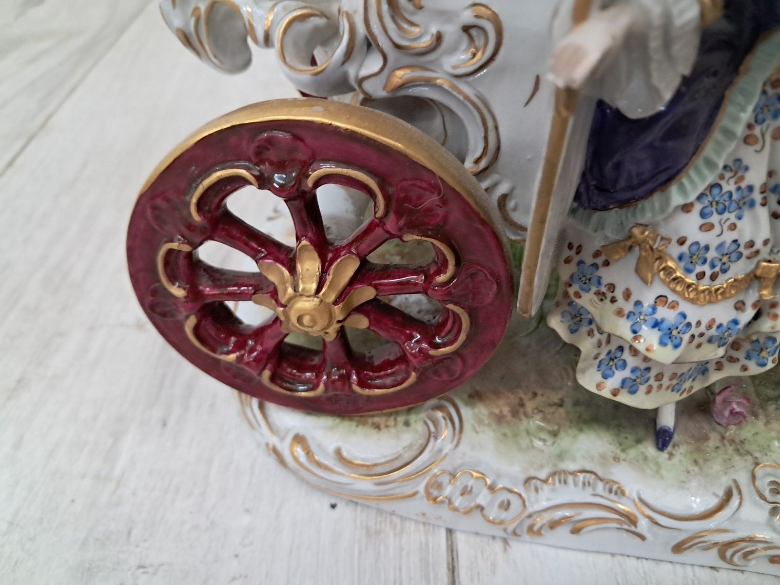 photo buy Vintage German Scheibe Alsbach Porcelain Horse & Carriage Figurine Large Rococo