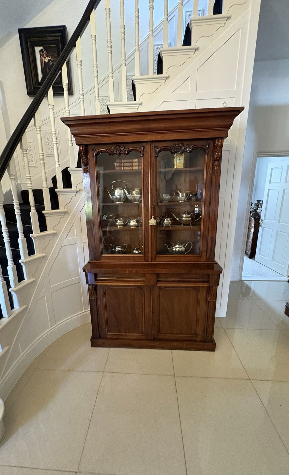 Superb Quality Antique 19th Century Figured Mahogany Bookcase photo buy