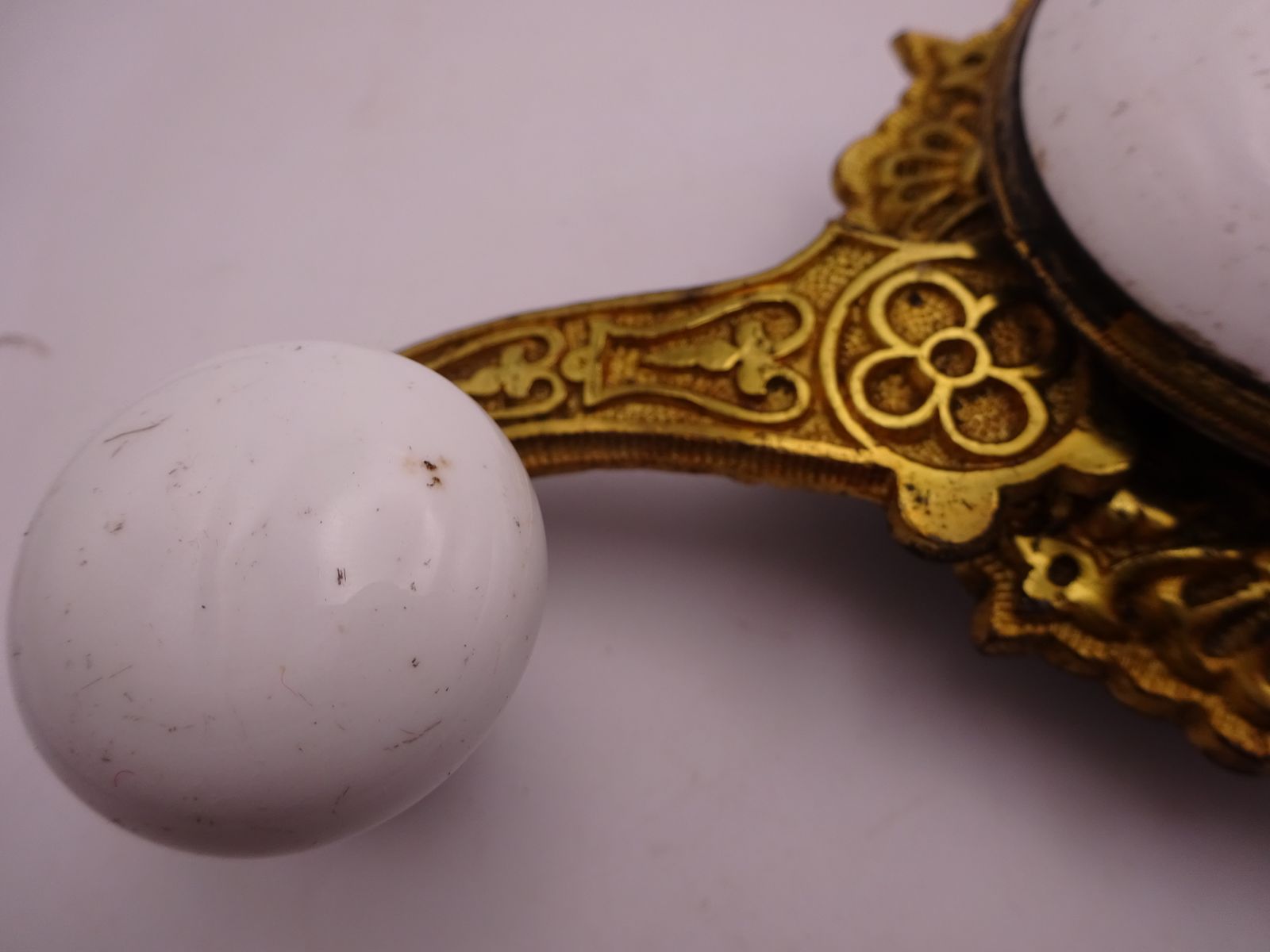 Large Antique Brass And Ceramic Butler/Servant Crank (Bl6) photo vintage