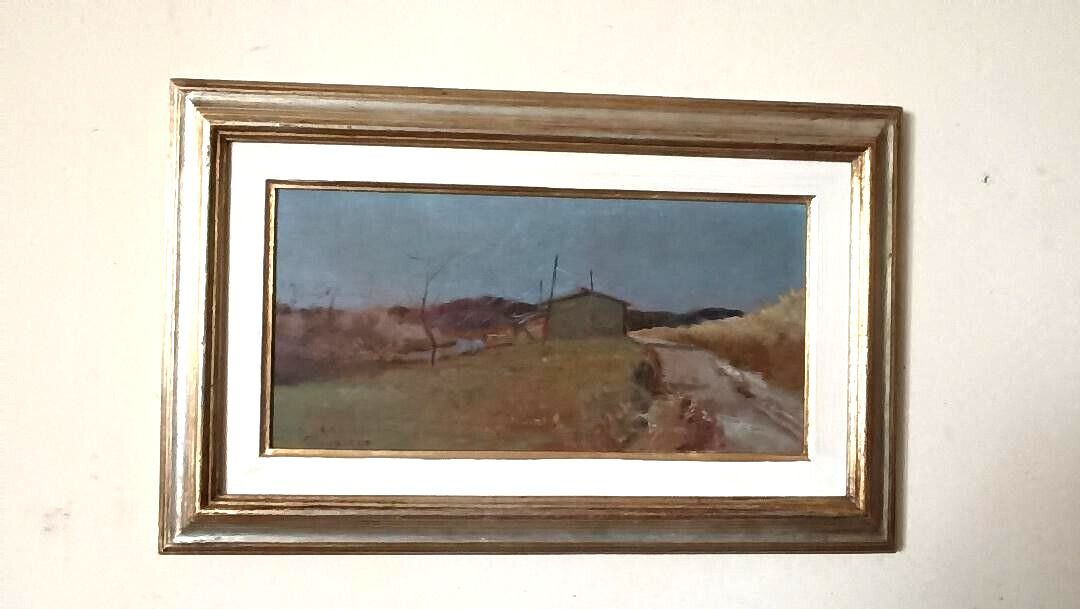 Oil Painting On Panel Landscape Arnaccio Pisa Bruno Loretti (Livorno 1940) photo furniture