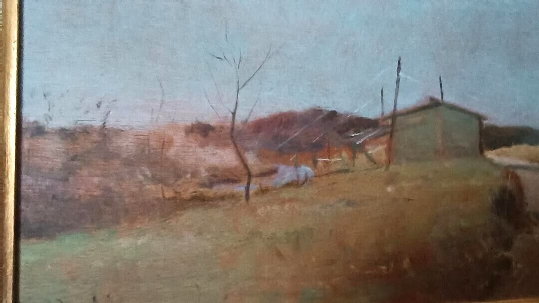 Oil Painting On Panel Landscape Arnaccio Pisa Bruno Loretti (Livorno 1940) photo vinterior