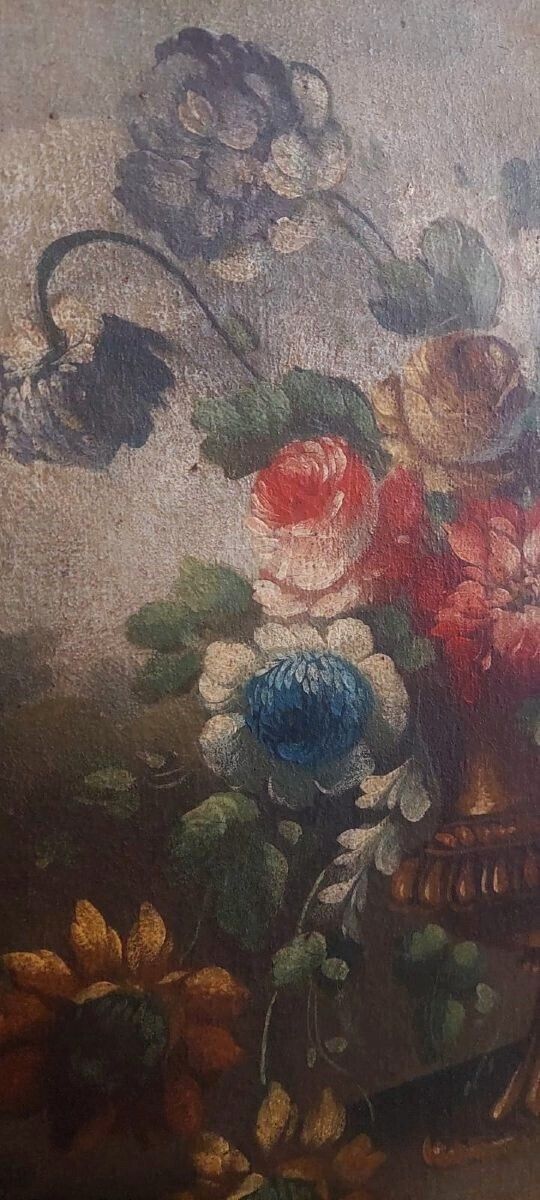 Oil Painting On Canvas Still Life With Flowers Early 19th Century Italy photo buy
