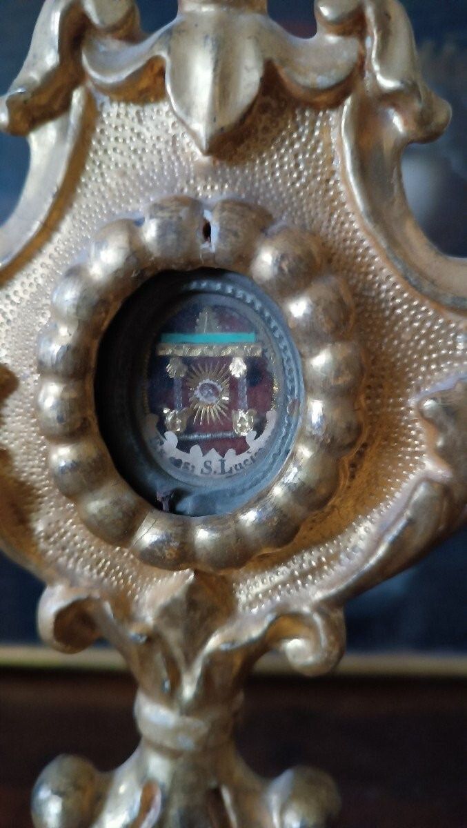 18th Century Gilded Wooden Relic Saint Lucia Relic photo 658.0