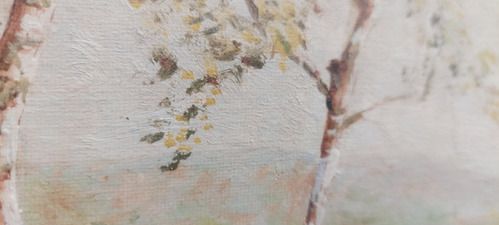 Antique 19th Century Country Landscape Painting Original Pill Frame photo 174.0