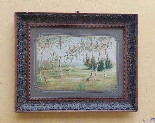 photo furniture Antique 19th Century Country Landscape Painting Original Pill Frame