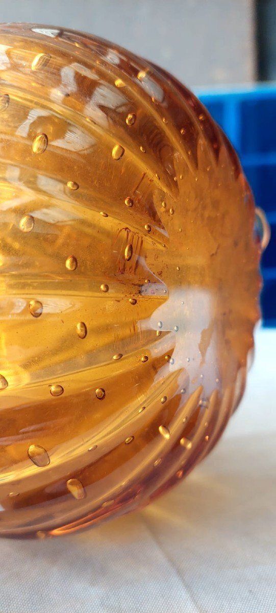 Amber Murano Glass Collectible Vase, Barovier Toso, Venice Italy 1950s photo buy