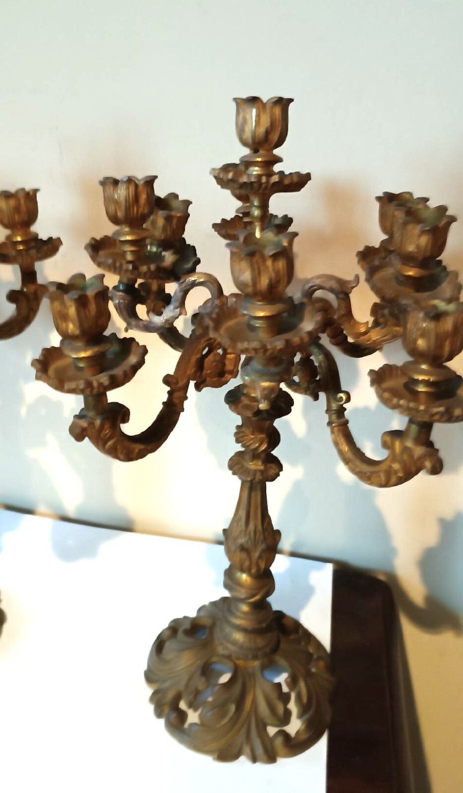 Large Pair Of 19th Century Gilded Bronze Candlesticks photo for sale