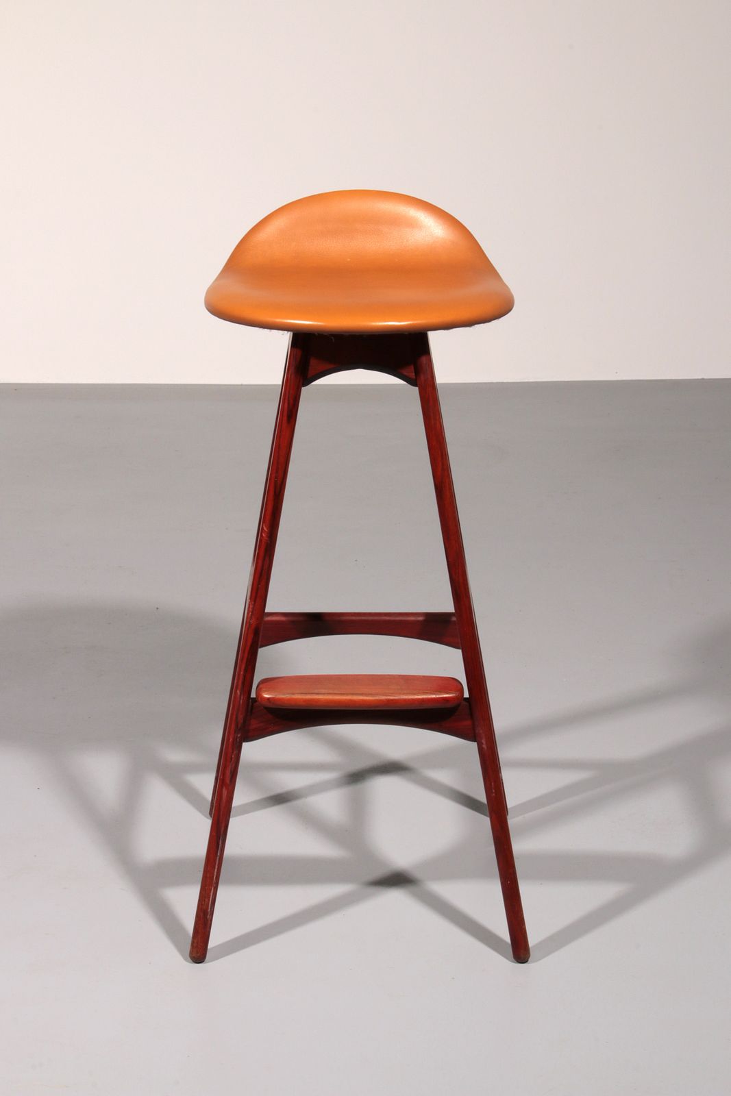 Modern Danish Leather And Wood Model Od 61 Bar Stool By Erik Buch For Oddense Møbelfabrik, 1964 photo furniture