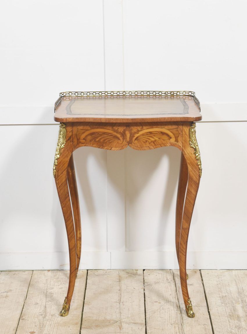 Furniture French Gilt Metal Mounted Marquetry And Kingwood Side Table photo