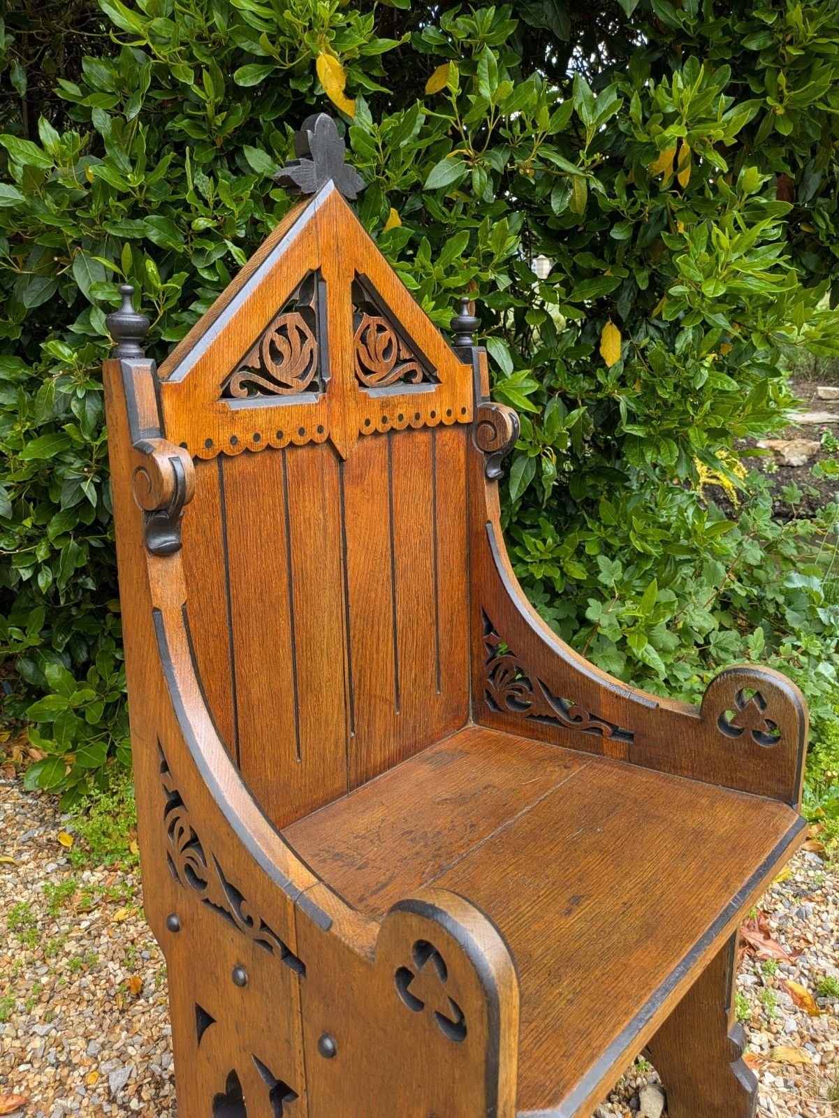 Pair Of Gothic Oak Armchairs 19th Century photo for sale
