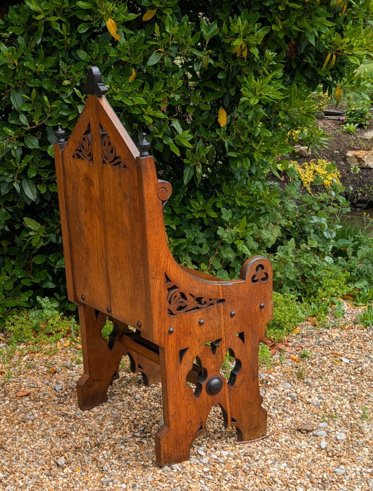 Pair Of Gothic Oak Armchairs 19th Century photo vintage