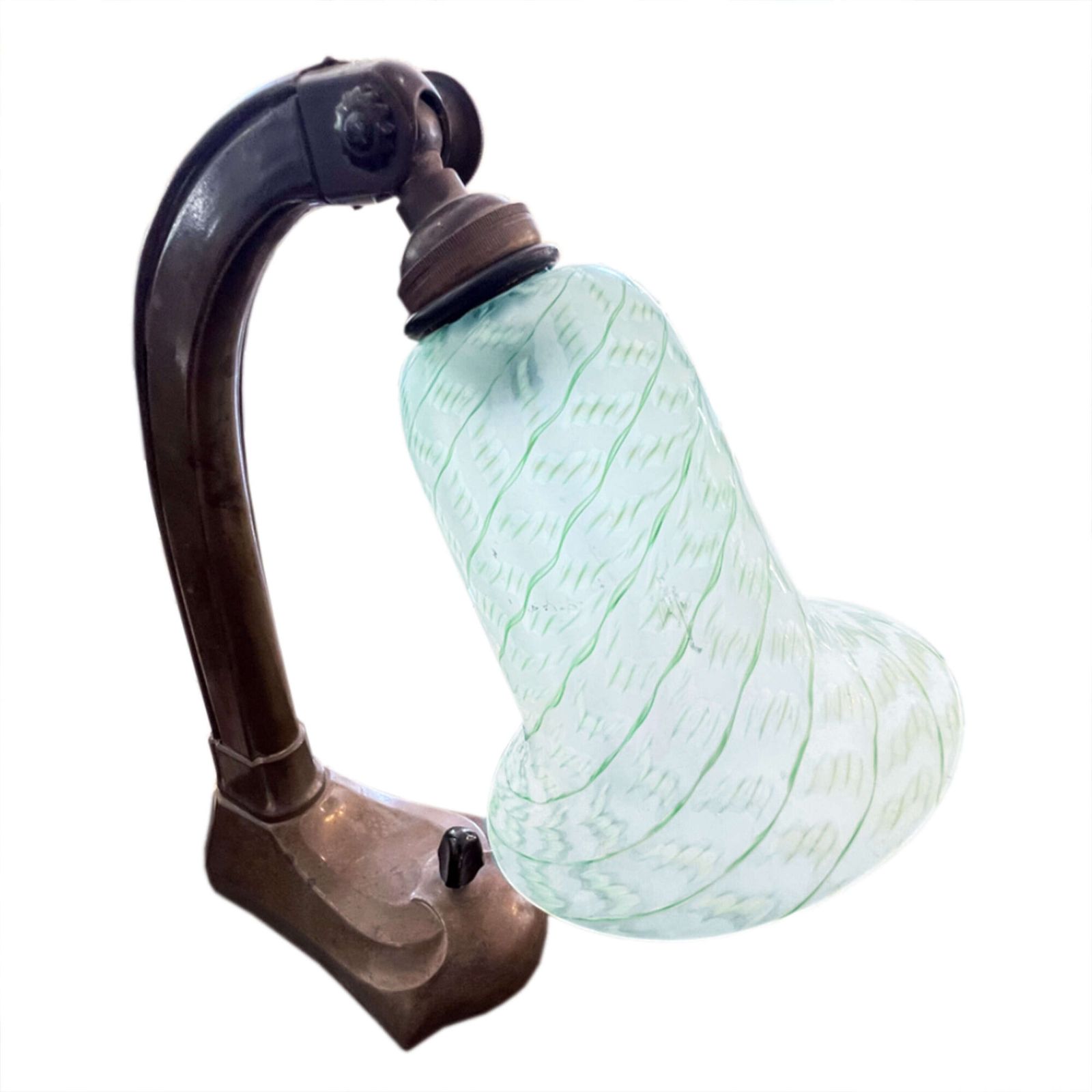 English 1930s Little Bakelit Desk Lamp With Decorative Glass Shade photo Lighting