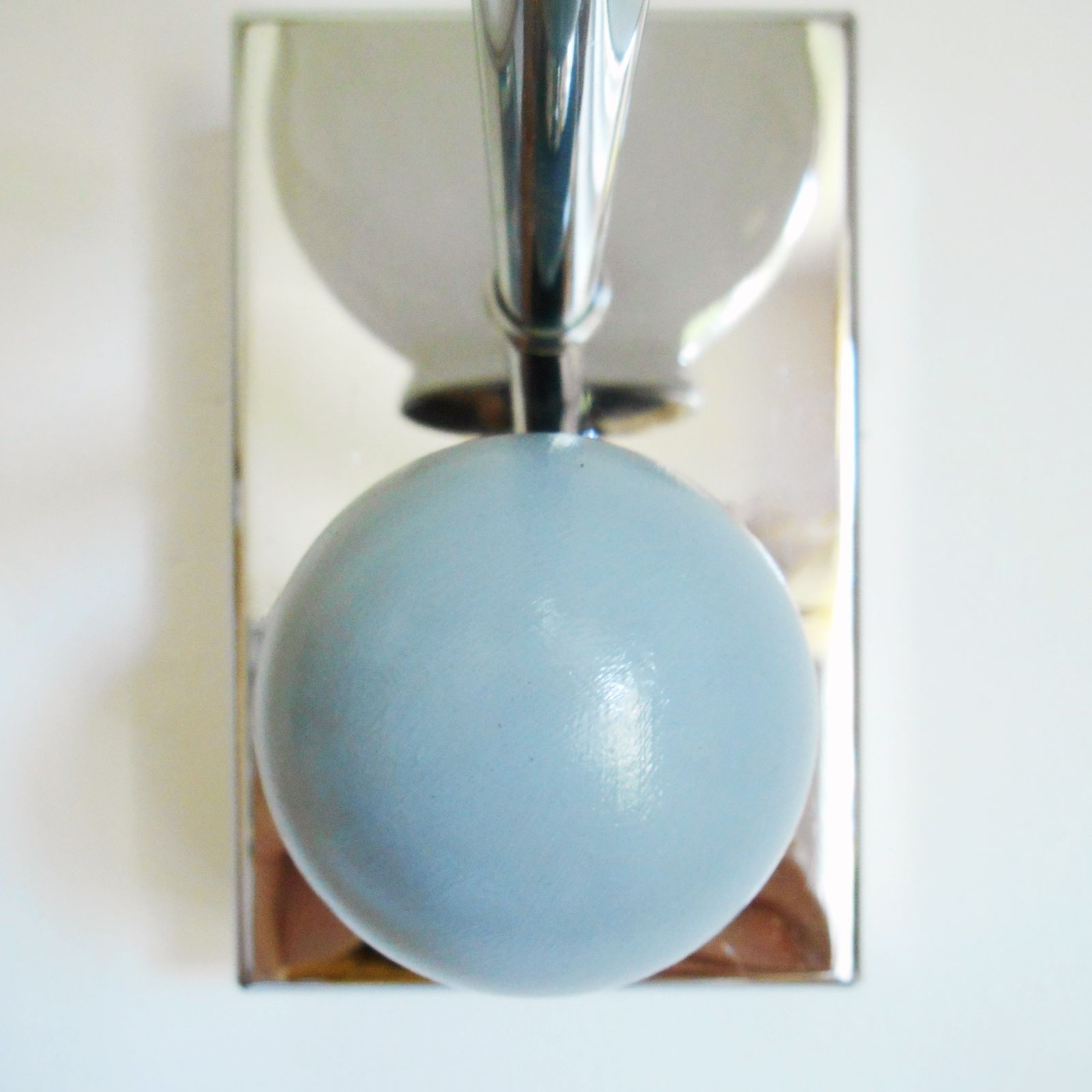 A Pair Of Unique Silver Chrome Wall Lamps With White Glass Globe Shades photo Lighting