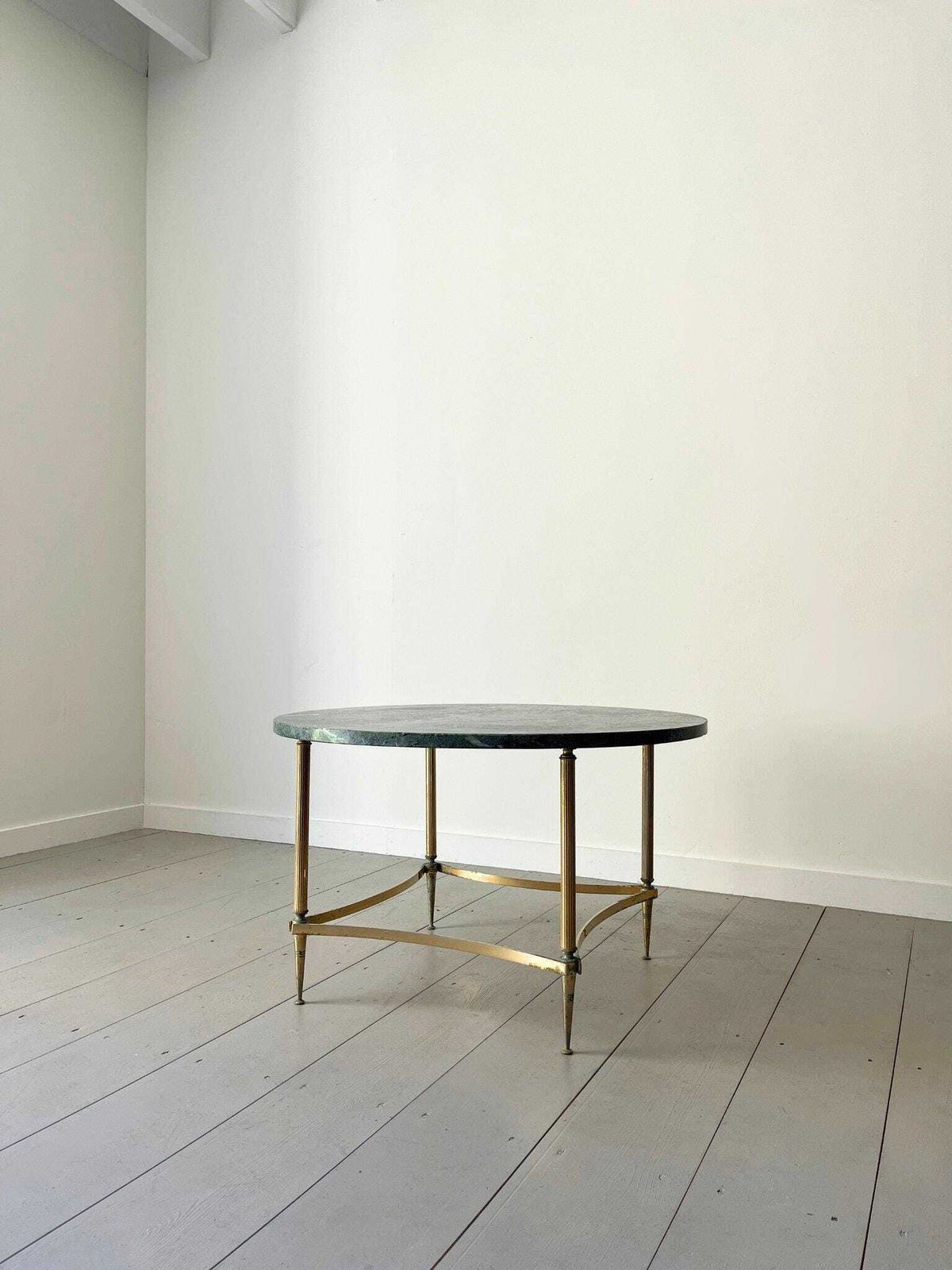 Green Marble Coffee Table Mid Century Italian Circular Side Table With Brassed Legs photo furniture