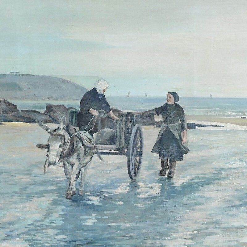 Large Painting “Les Goémoniers” By A. Le Guen – 1969 photo furniture