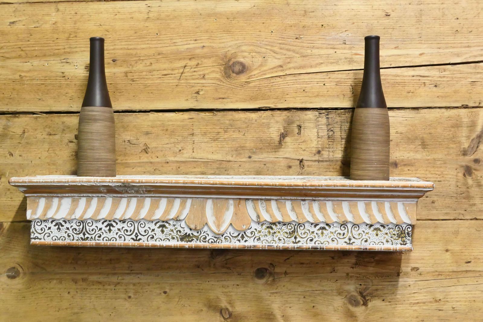 Moroccan Painted Folk Art Wall Shelf photo for sale