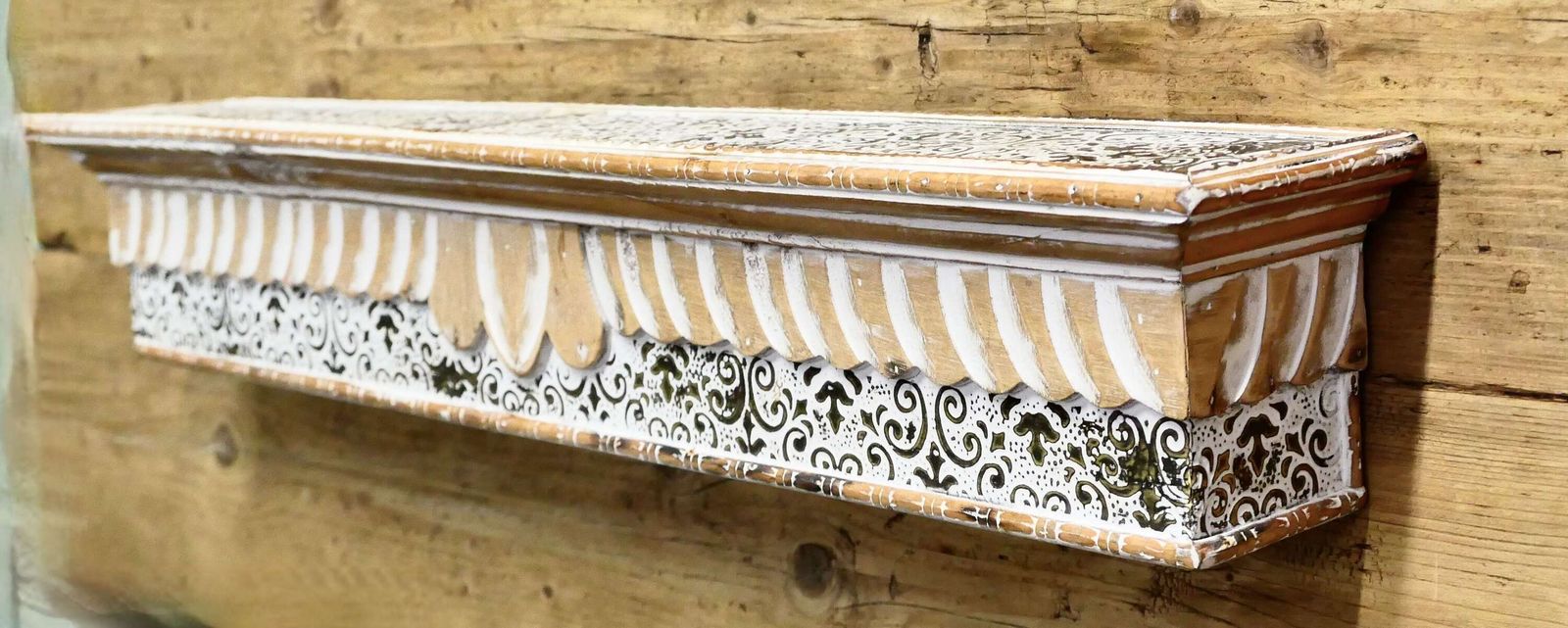 Moroccan Painted Folk Art Wall Shelf photo vinterior