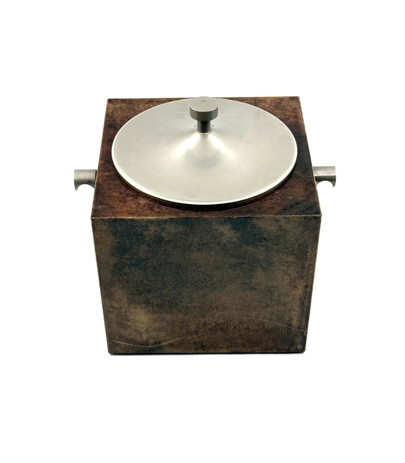 photo vintage Mid Century Brown Parchment Ice Bucket, Aldo Tura Italy 1950s