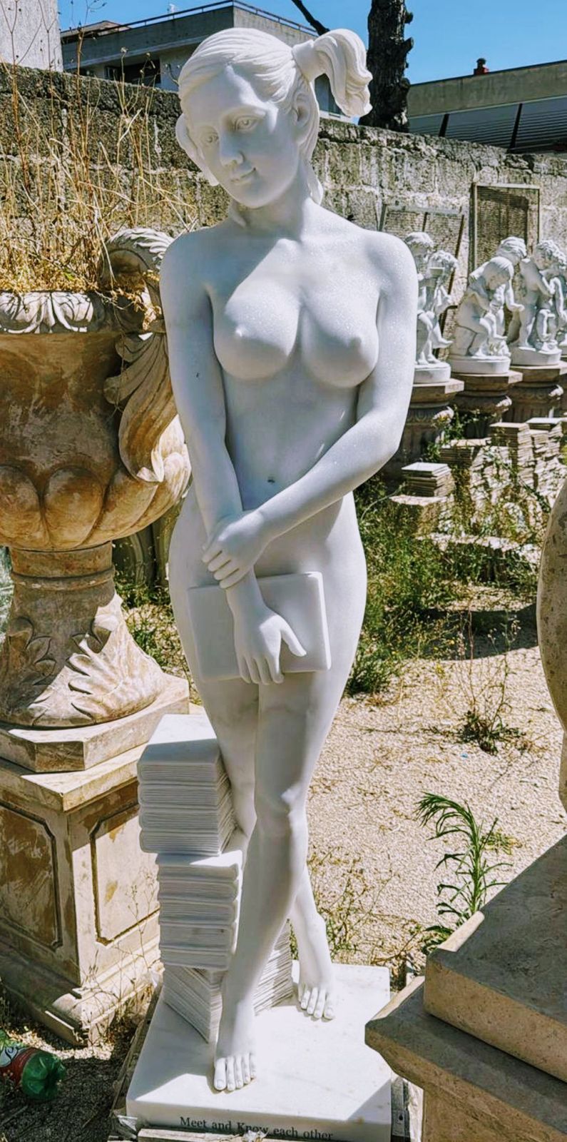 Splendid Beautiful French White Carrara Marble Library Girl   Delivery Available 0269. photo buy